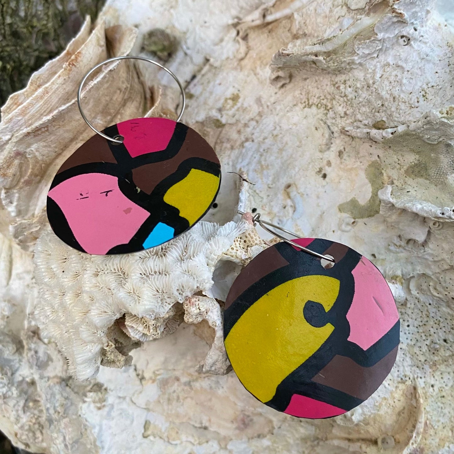 Circle Earrings from recycled pool inflatables
