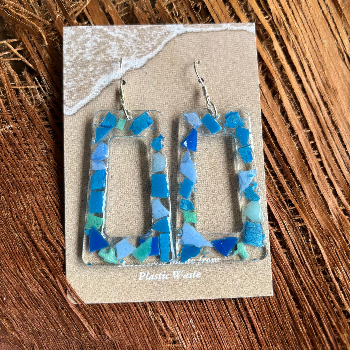 Earrings from Beach Microplastics and Plastic Waste