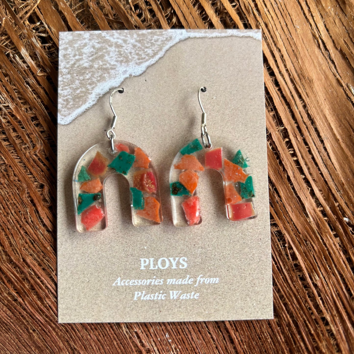 Earrings from Beach Microplastics and Plastic Waste
