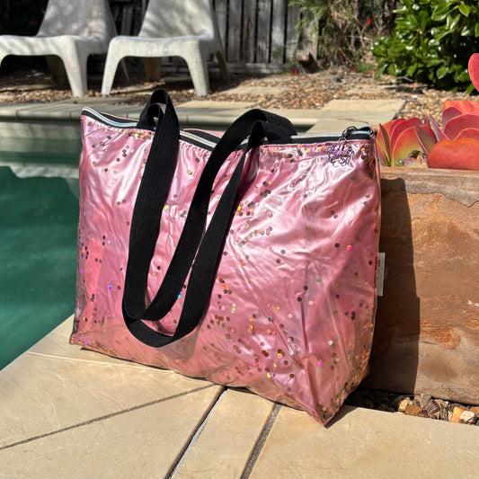 Zip Top Tote, Beach Bag – Sustainable Tote Made from Upcycled Pool Inflatables