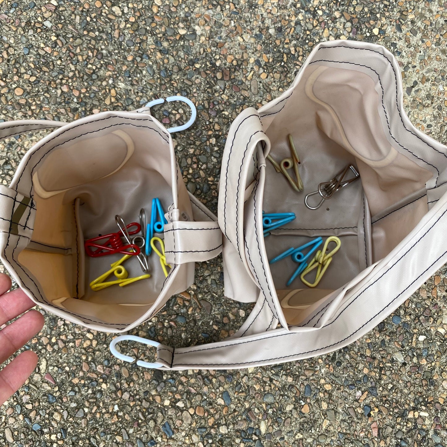 Waterproof Peg basket or Plant hanger sustainably made from upcycled plastics, the best eco peg basket that clips onto your washing line ideal gift for Mothers Day