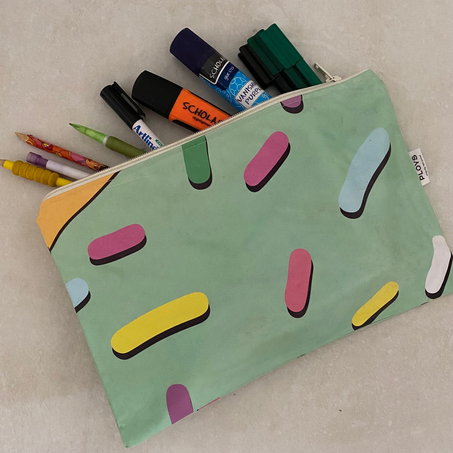 Waterproof Wet and Dry Bag or Large purse sustainably made from upcycled plastics, the best eco bag for period undies, swimmers and babies nappies or stationary.