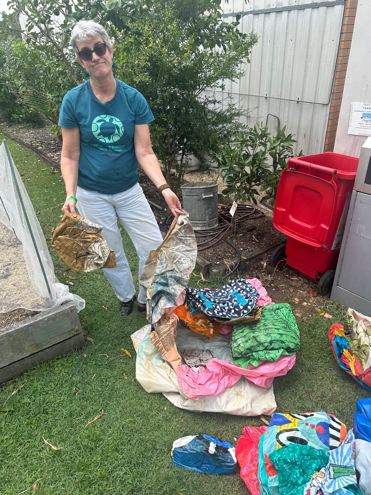 The Recycling bin for pool inflatables gets checked for mould and dirt. What can you recycle.