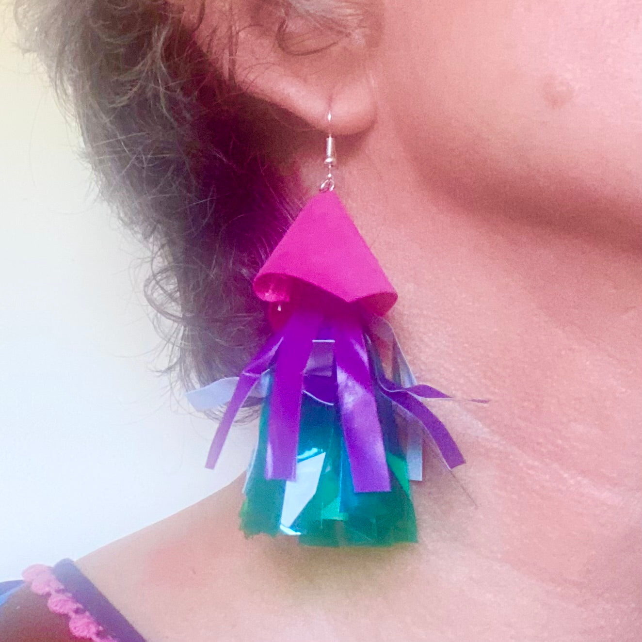 Fish Earrings from Soy fish Containers and Upcycled Pool Inflatables | Stylish Eco Accessories