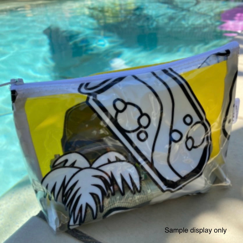 Waterproof vegan Toiletry bag, sustainably made from upcycled plastics, the best eco bag for travel and cosmetics