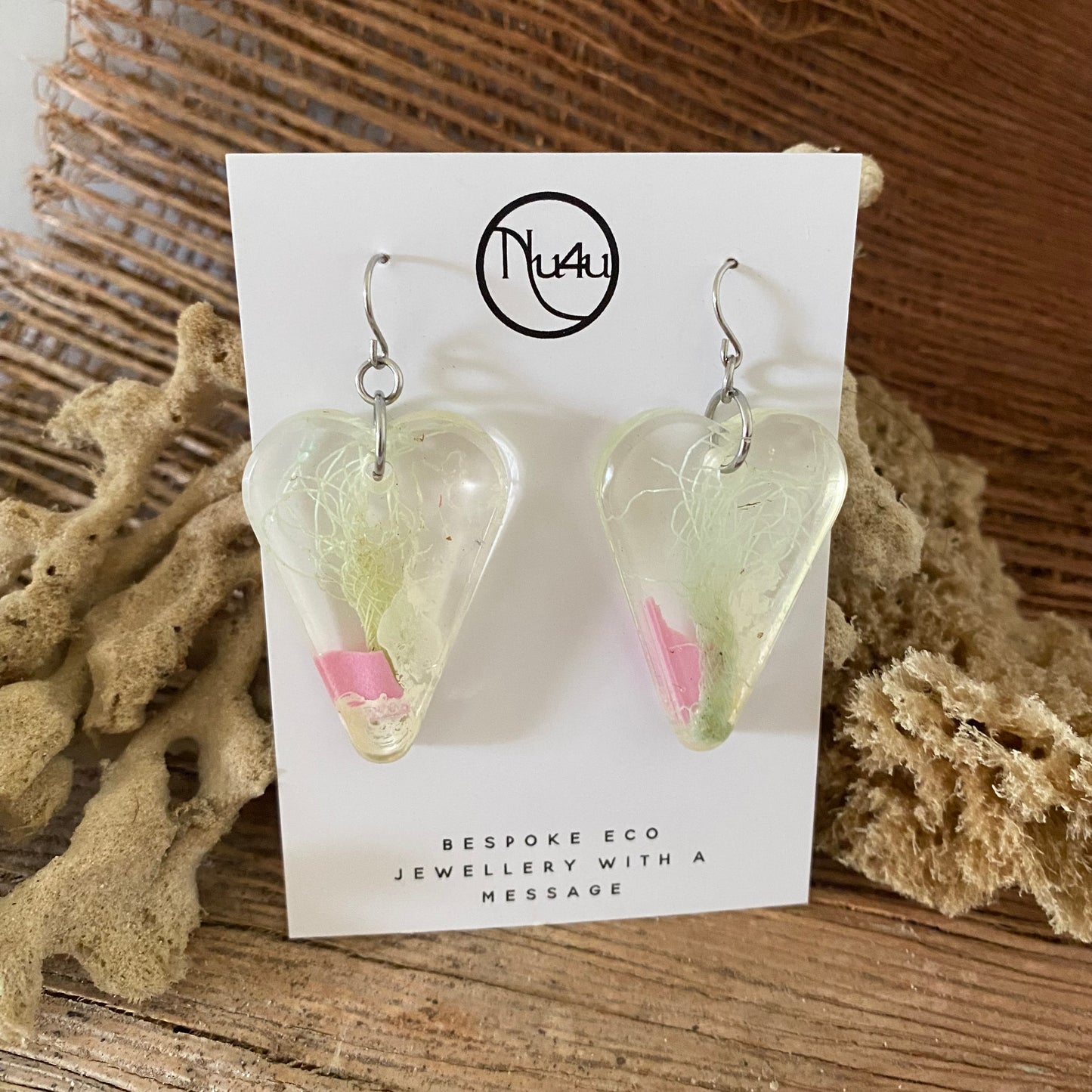 Earrings and Necklaces from Marine Debris and Vegan Resin - variety of colours