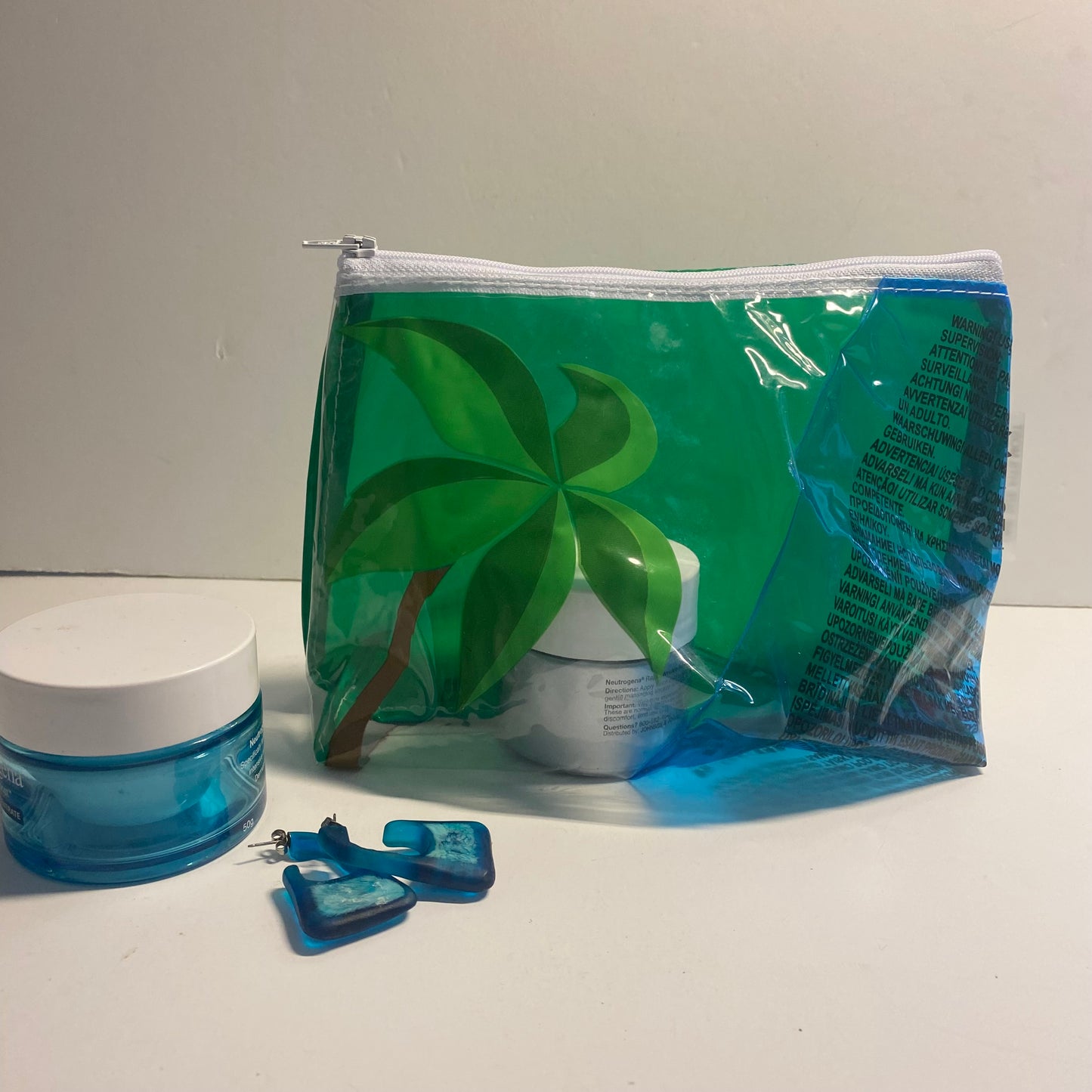 Waterproof vegan Toiletry bag, sustainably made from upcycled plastics, the best eco bag for travel and cosmetics