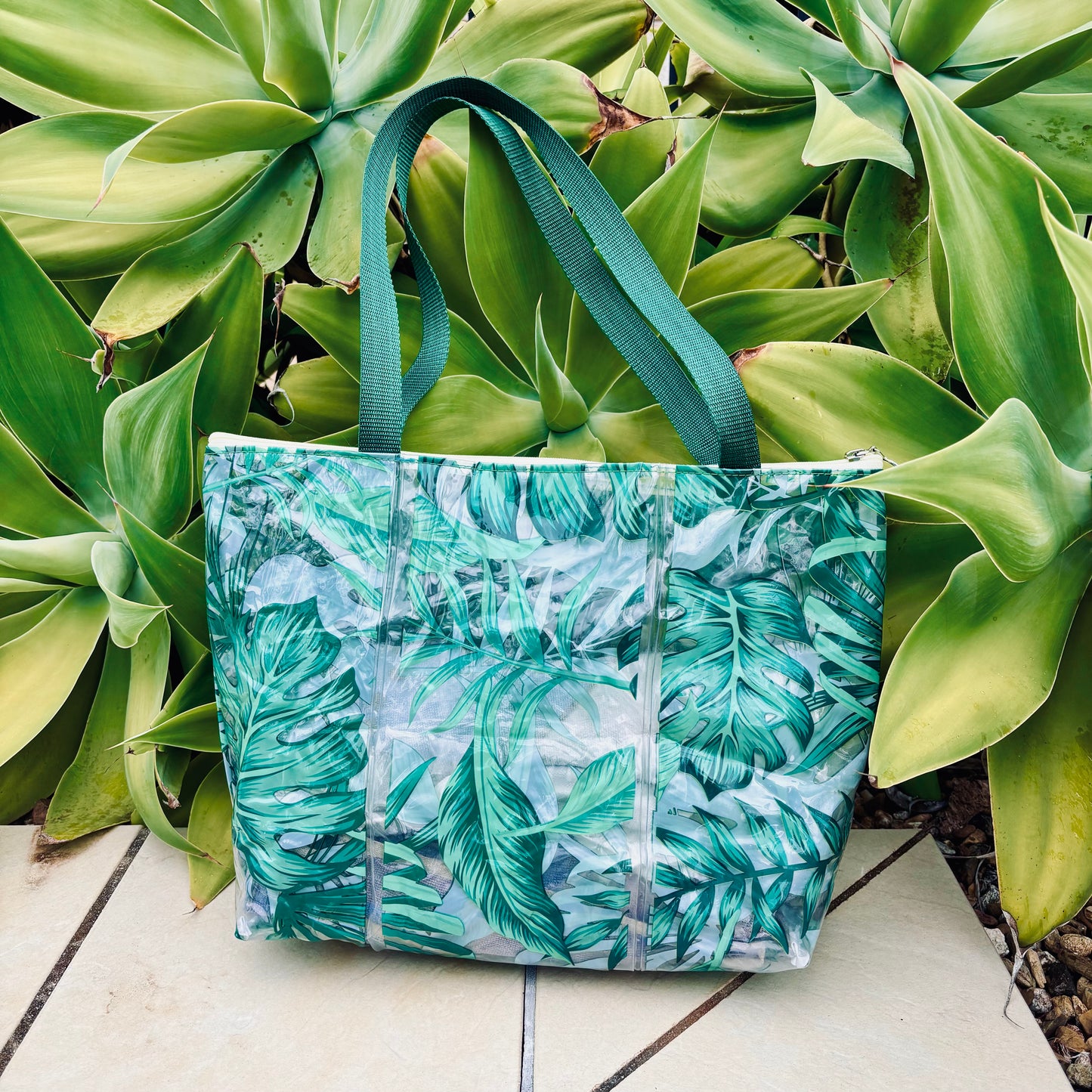 Zip Top Tote, Beach Bag – Sustainable Tote Made from Upcycled Pool Inflatables