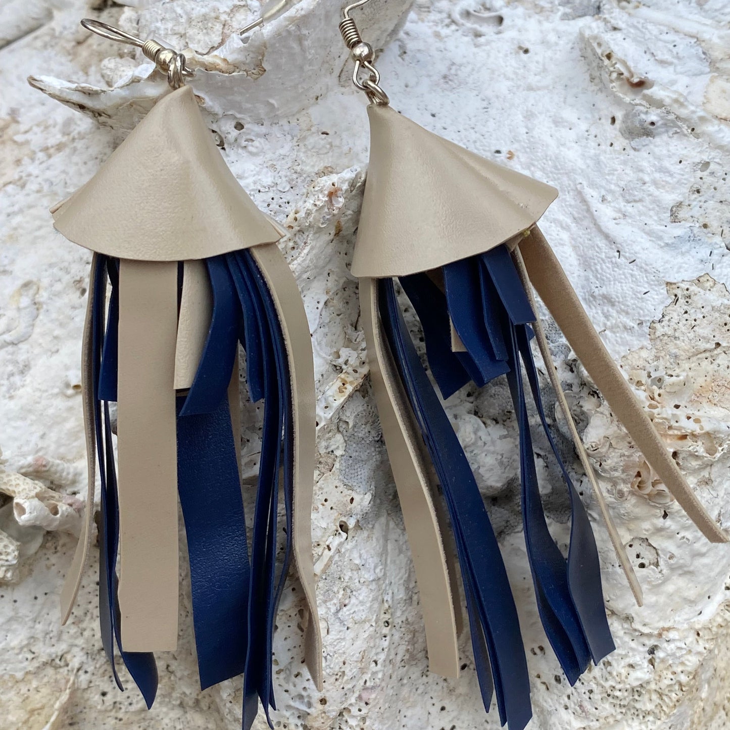 Fish Earrings from Soy fish Containers and Upcycled Pool Inflatables | Stylish Eco Accessories