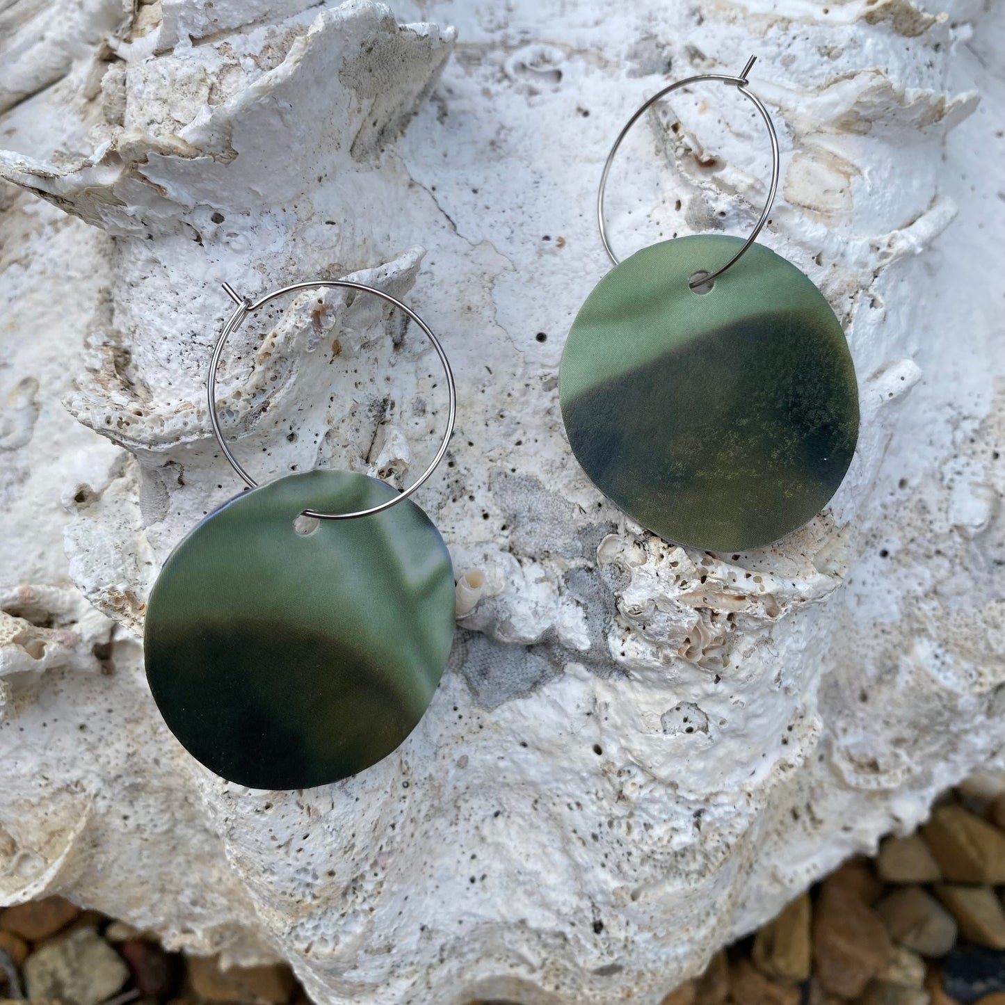 Circle Earrings from recycled pool inflatables