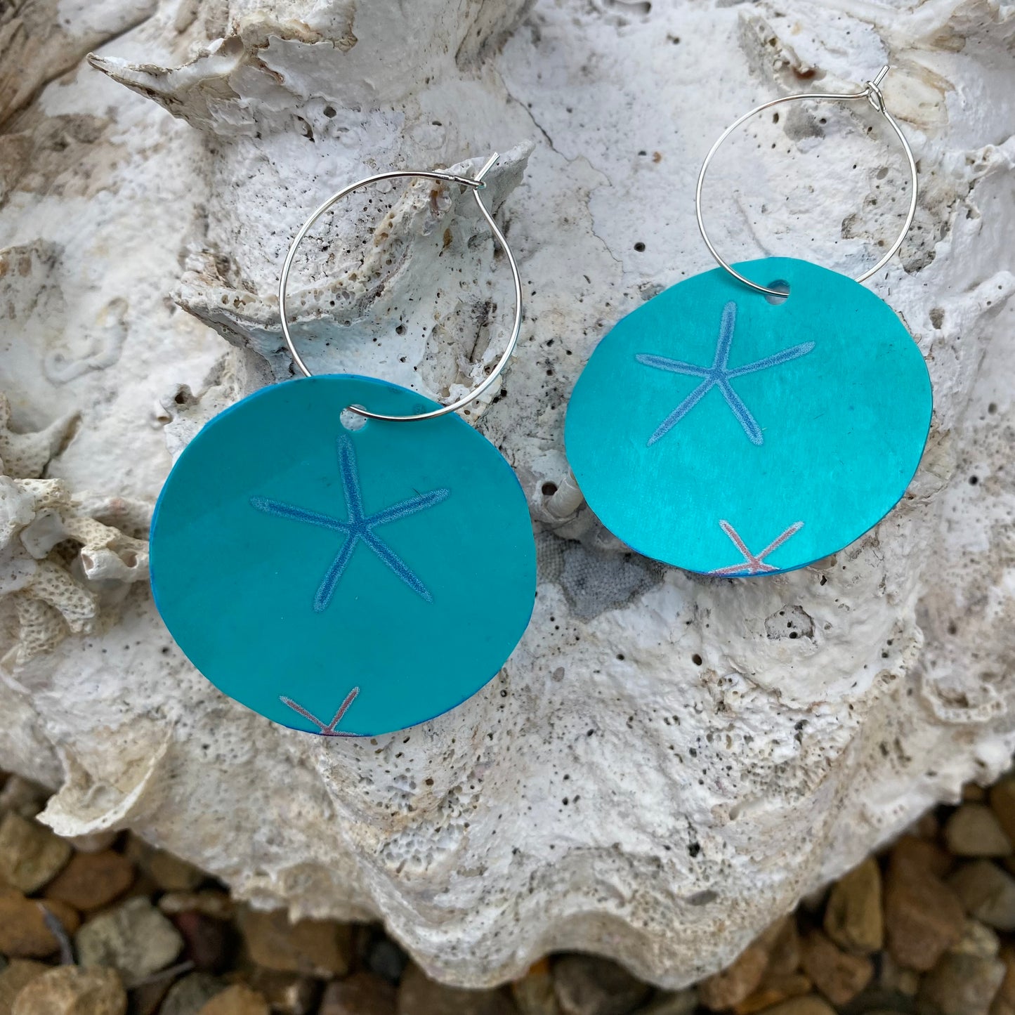 Circle Earrings from recycled pool inflatables