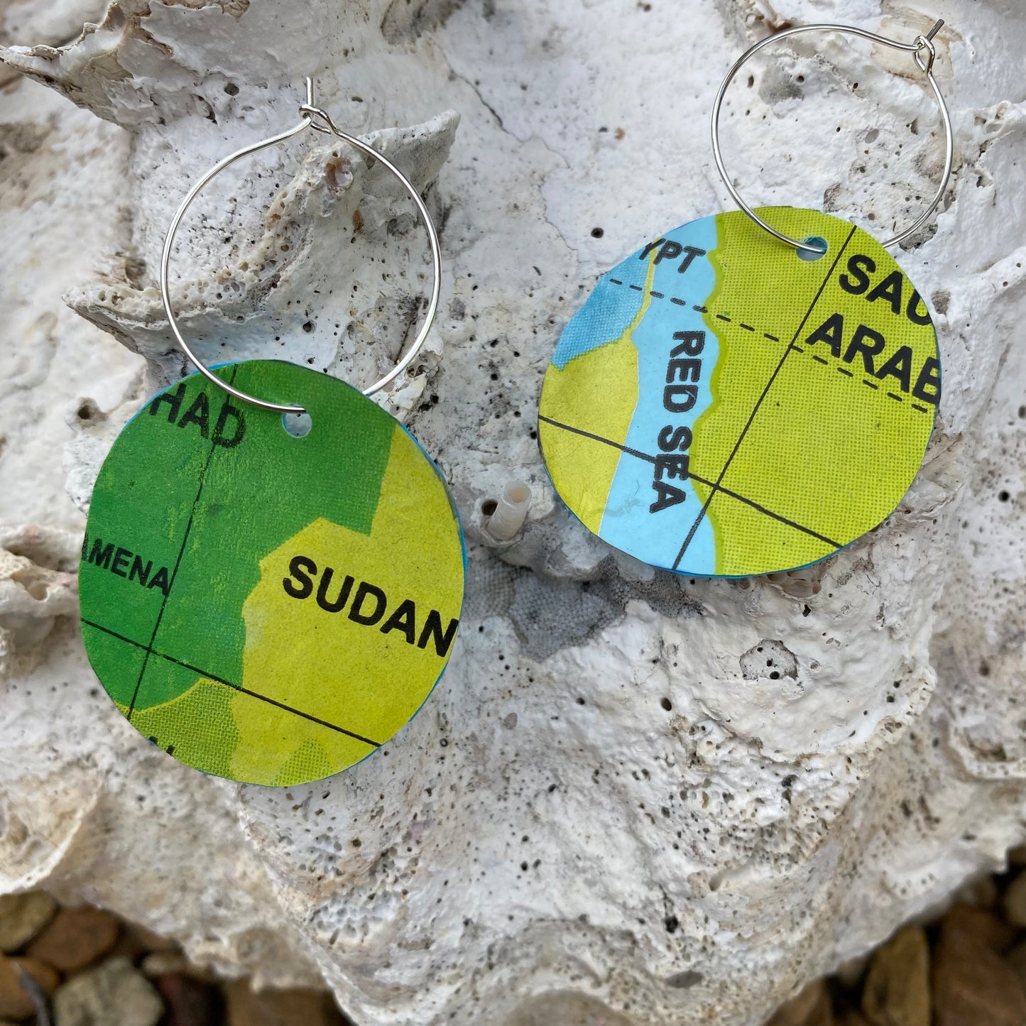Circle Earrings from recycled pool inflatables