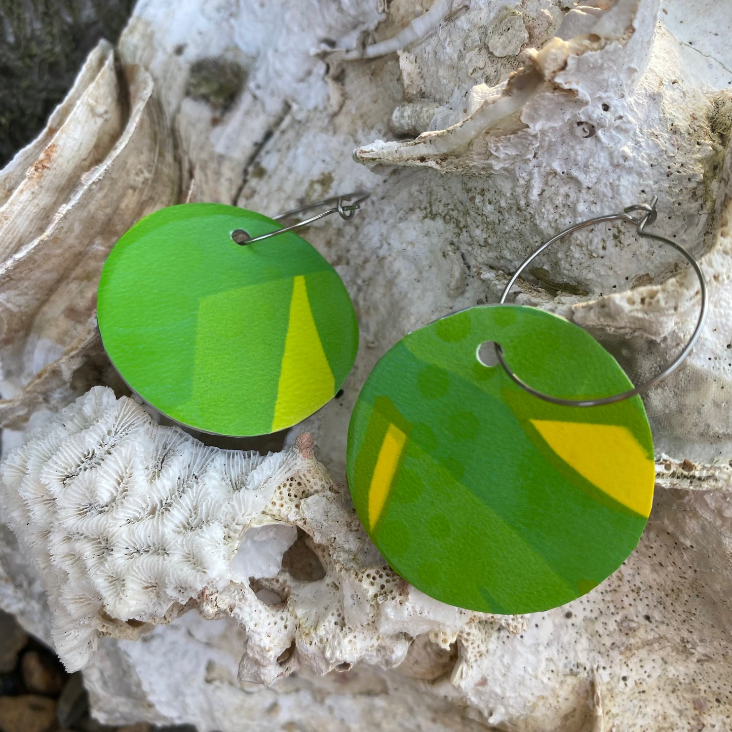 Circle Earrings from recycled pool inflatables
