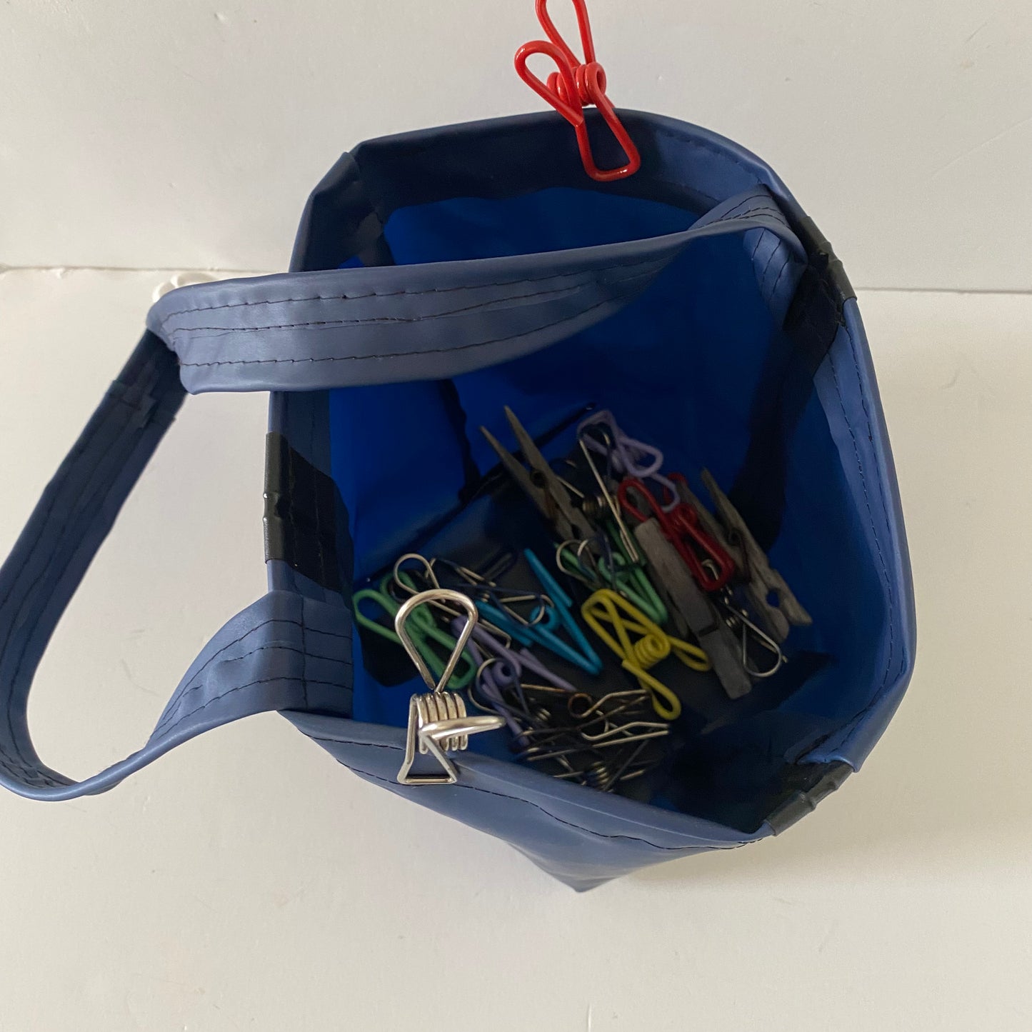 Waterproof Peg basket or Plant hanger sustainably made from upcycled plastics, the best eco peg basket that clips onto your washing line ideal gift for Mothers Day