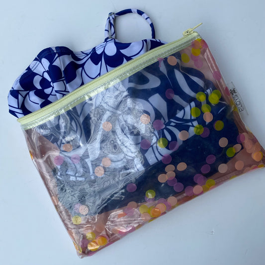 Waterproof Wet and Dry Bag sustainably made from upcycled plastics, the best eco bag for period undies, swimmers and babies nappies.