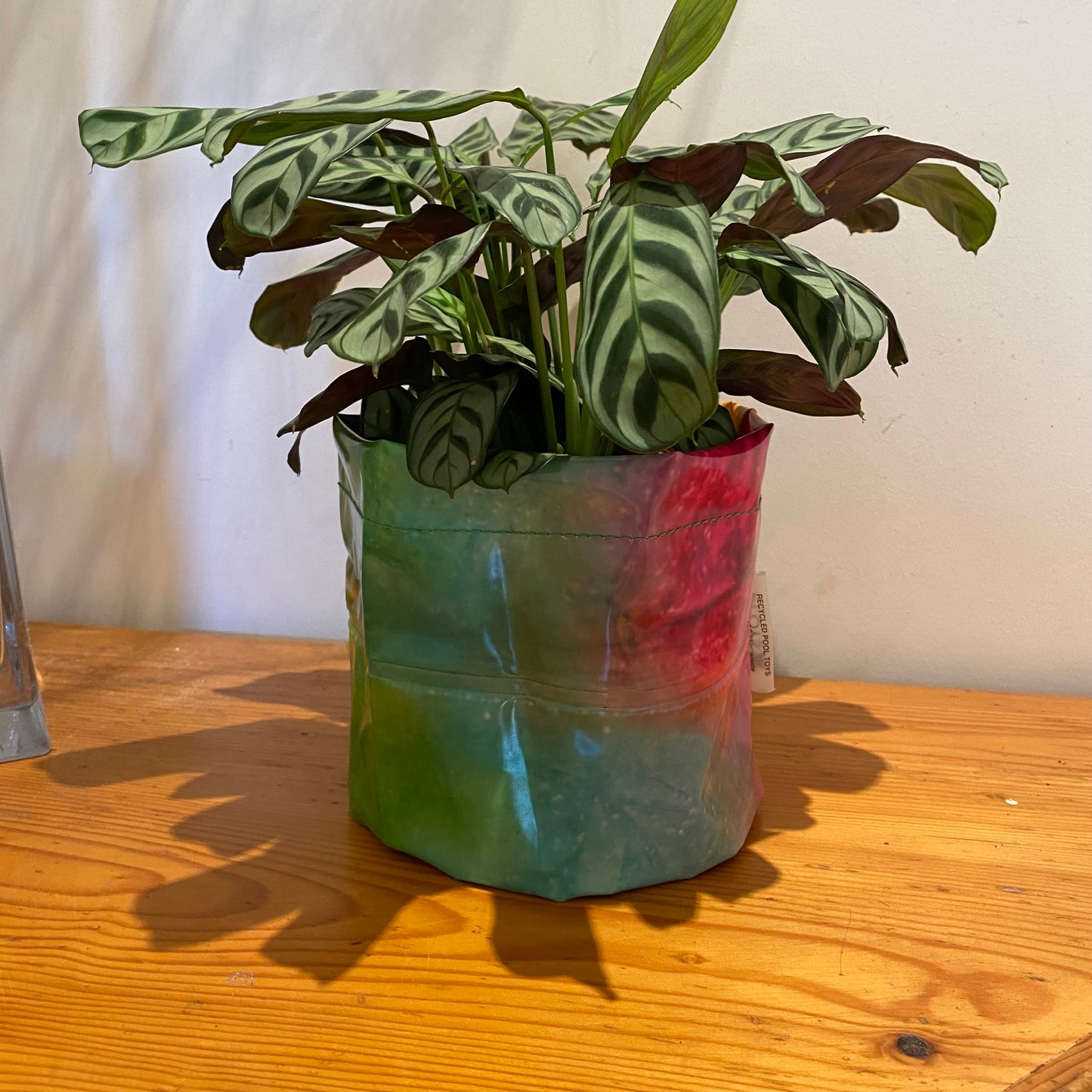 Unique sustainably handmade vegan waterproof planter made from recycled pvc for interior designers