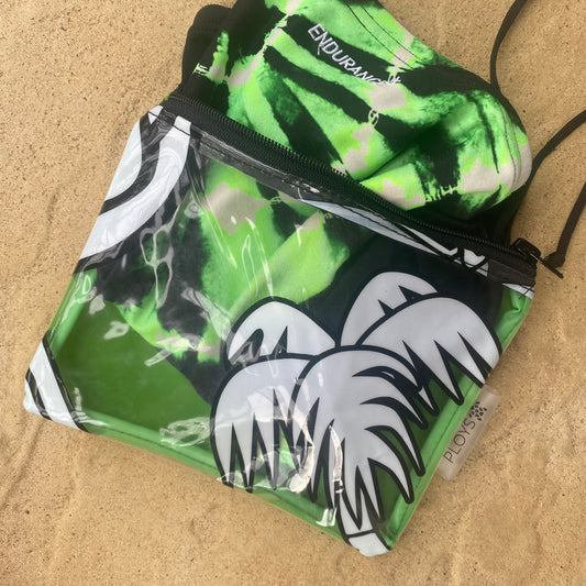 Waterproof Wet and Dry Bag sustainably made from upcycled plastics, the best eco bag for period undies, swimmers and babies nappies.