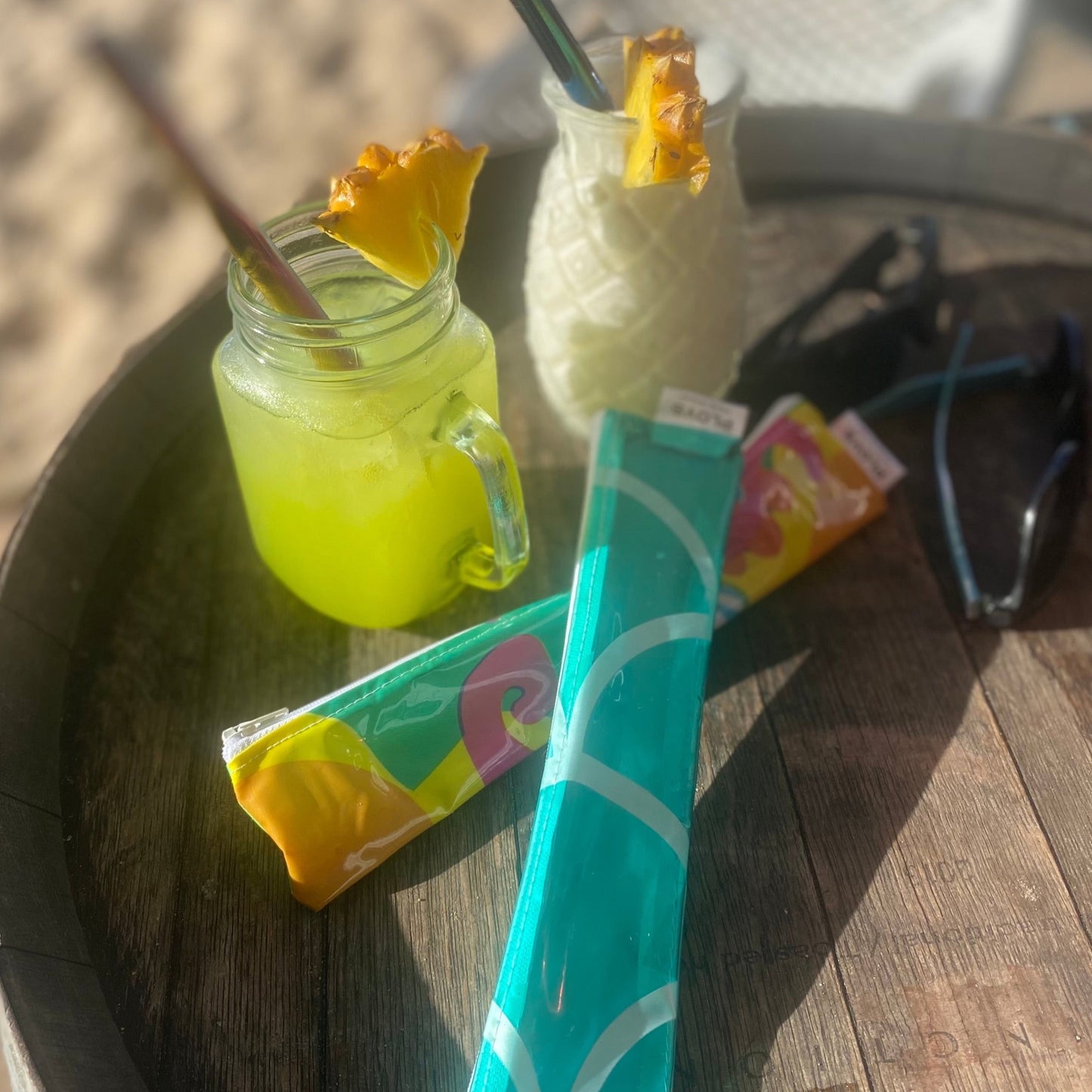 Reusable Straw, Toothbrush or Cutlery Cases Sustainably Made from Upcycled Pool Inflatables