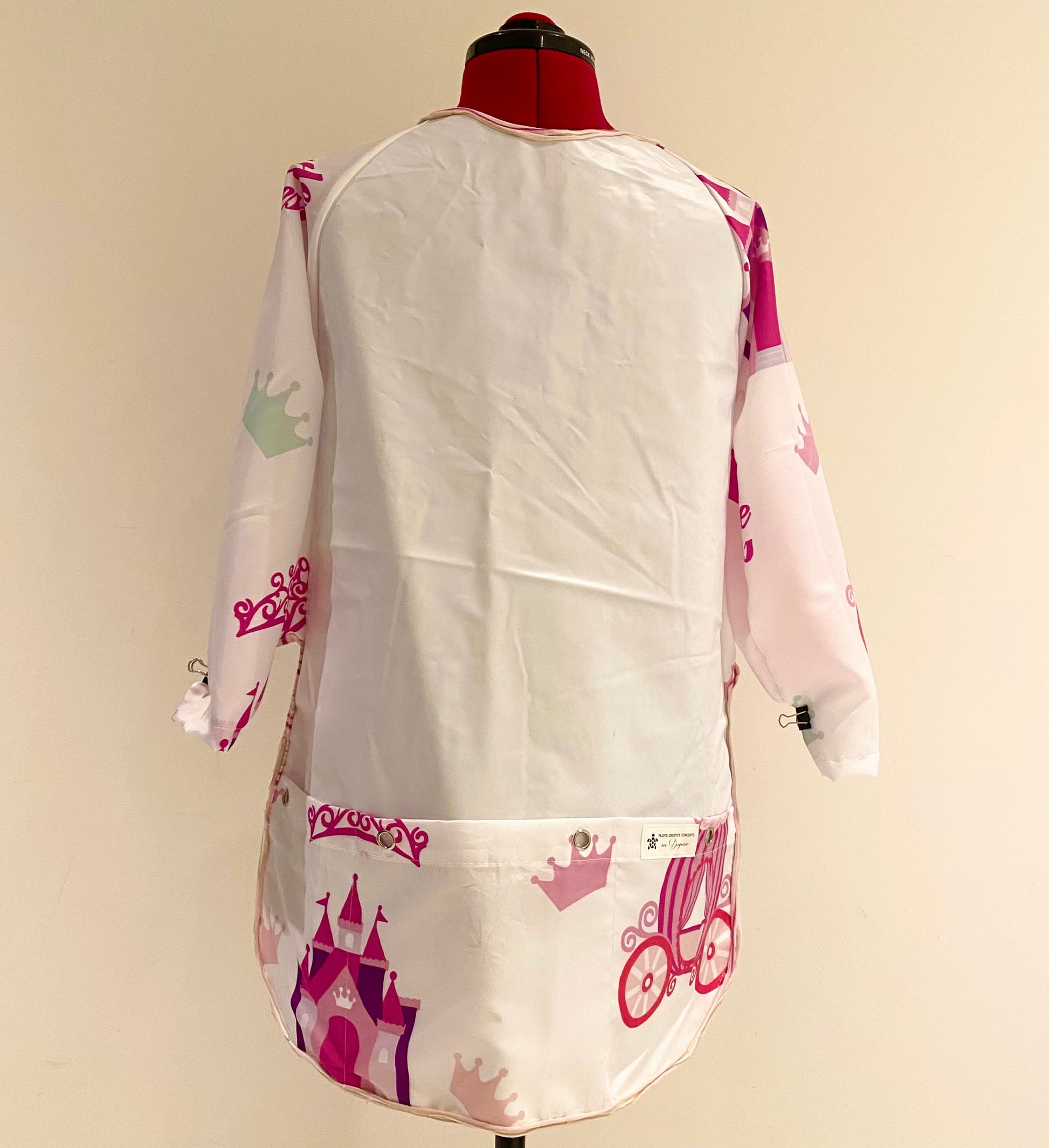 Art smock, water resistant recycled pool inflatables and shower curtain