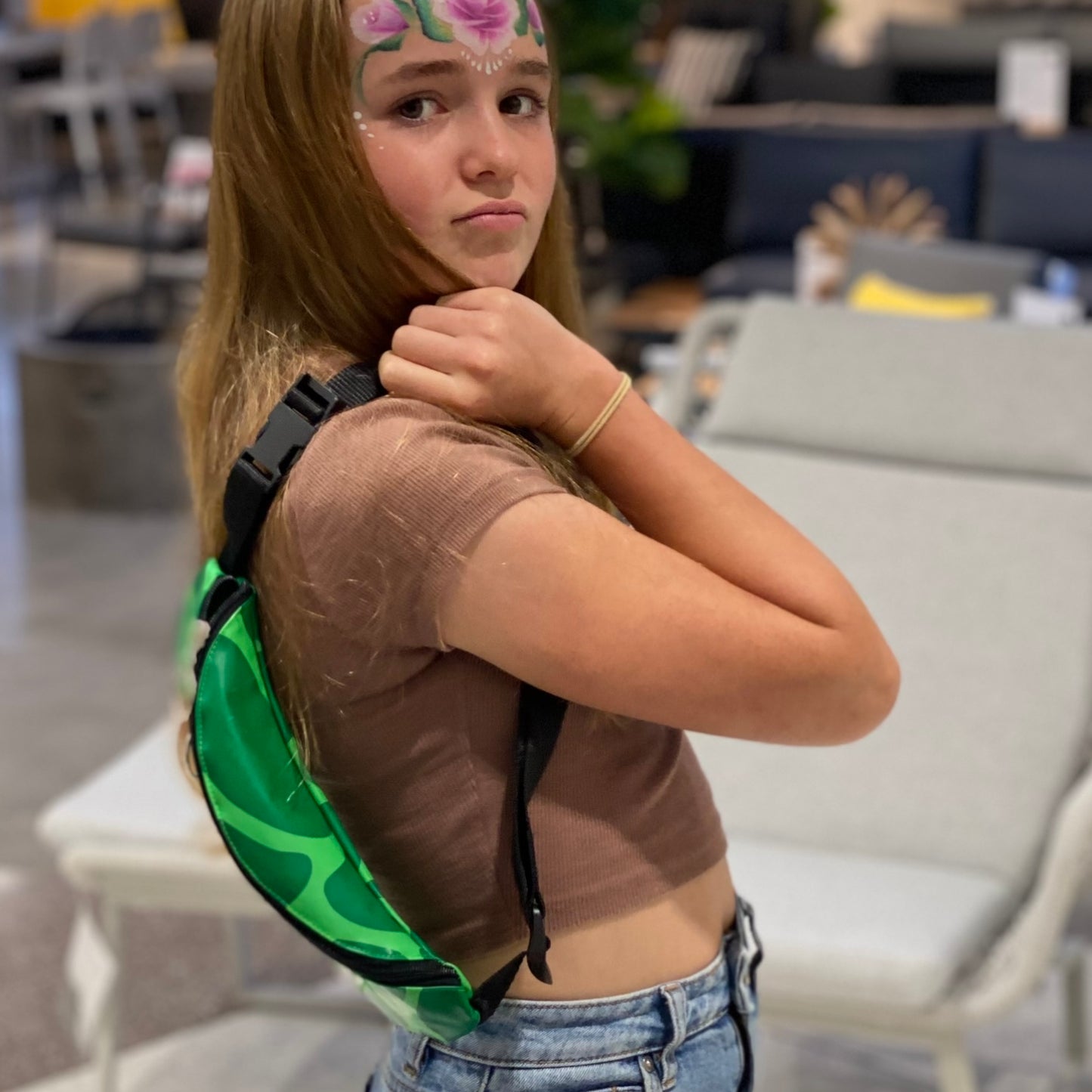 Bum bag or Belt bag made from recycled pool inflatables, weatherproof and spacious, large enough to fit wallet or water bottle. 100% recycled plastics.