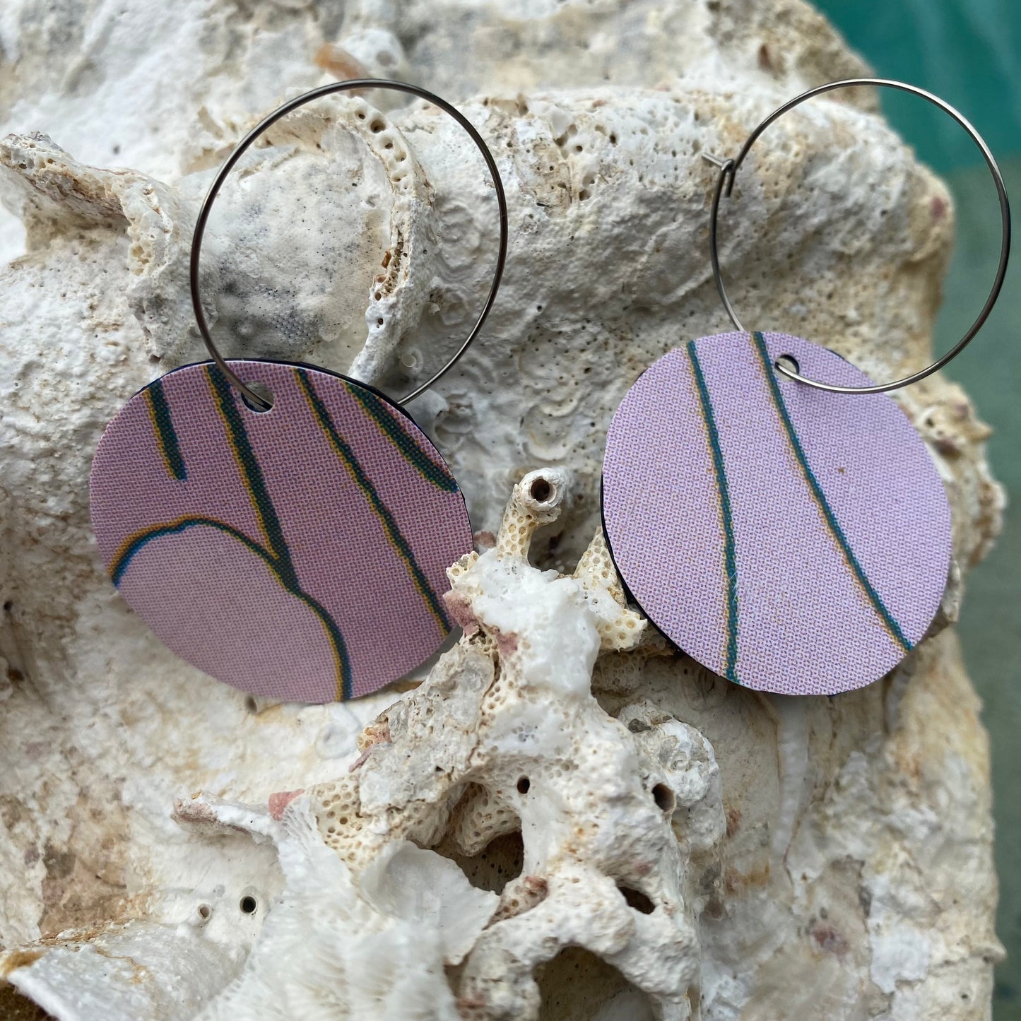 Circle Earrings from recycled pool inflatables