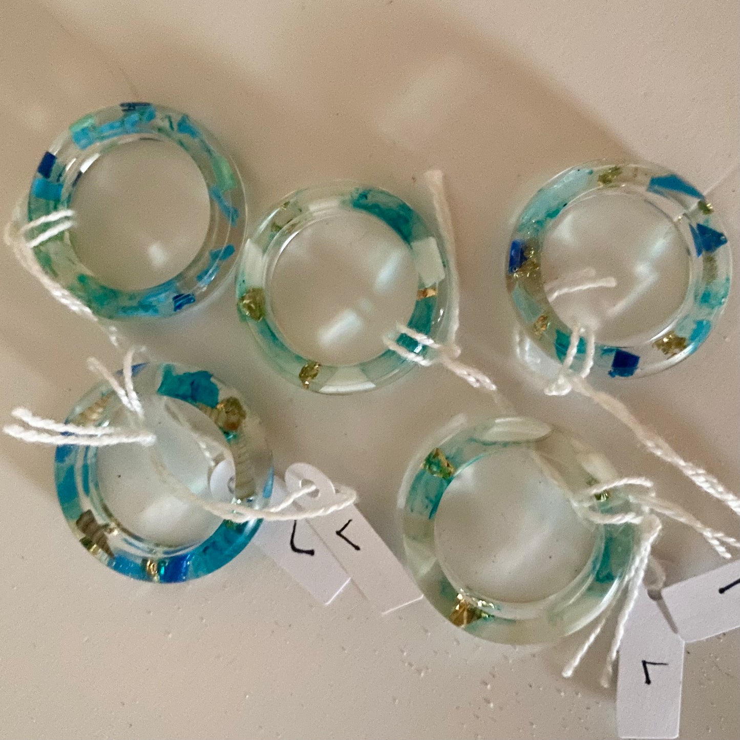 Rings from Marine Debris and Vegan Resin - variety of colours