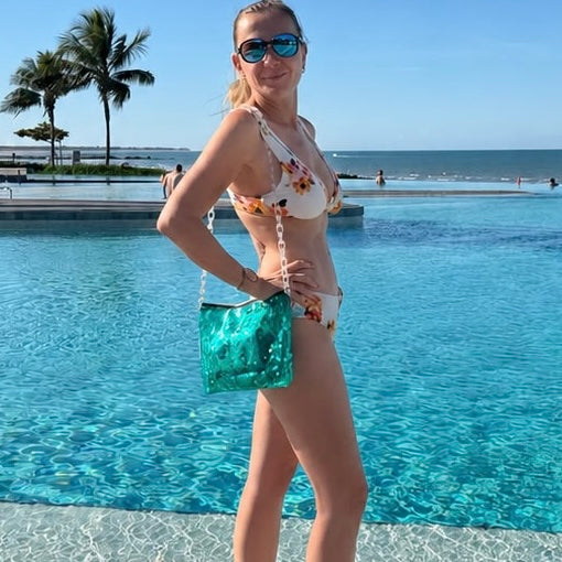 Vinyl Clutch Purse – Sustainable Handbag Made from Upcycled Pool Inflatables