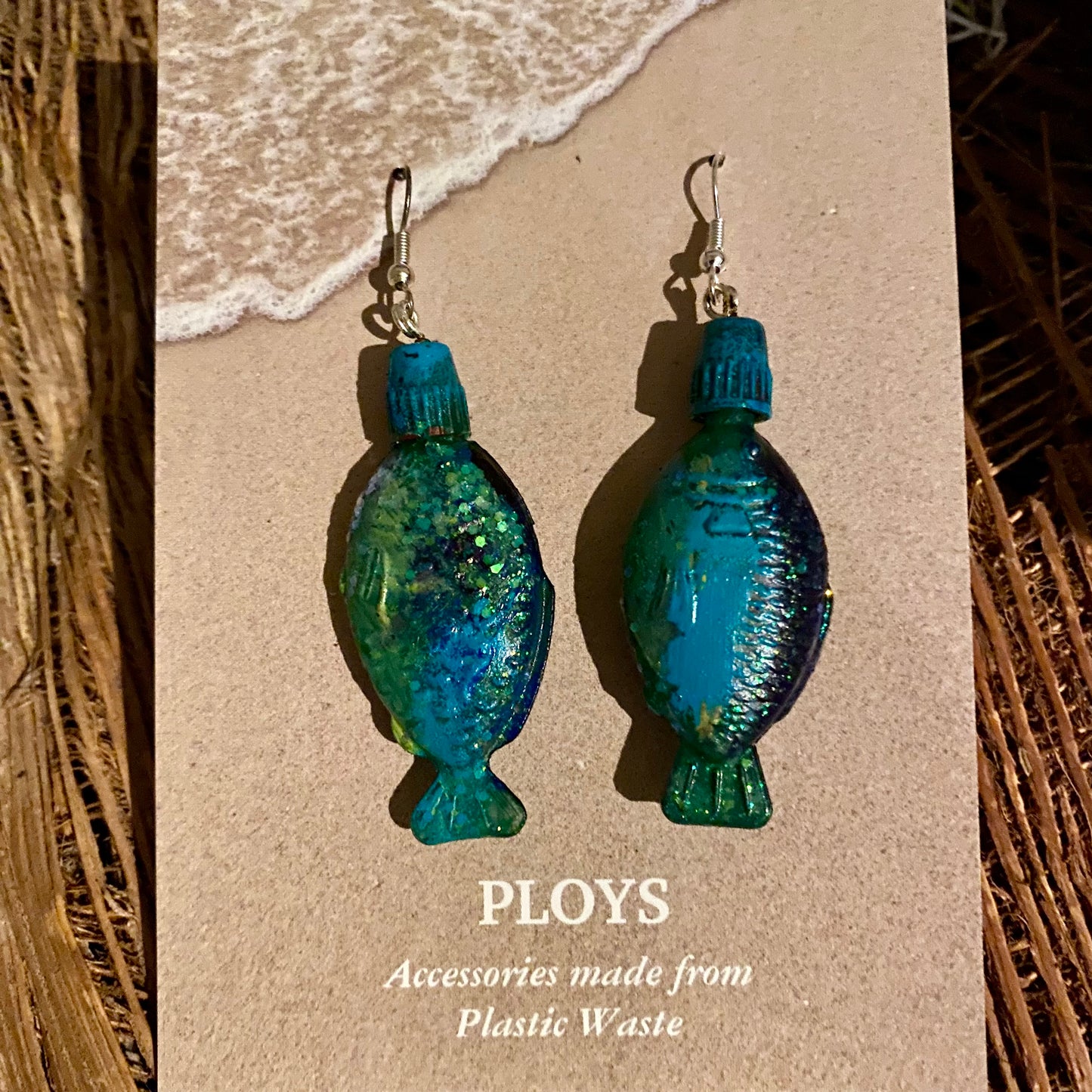 Fish Earrings from recycled plastic - variety of colours