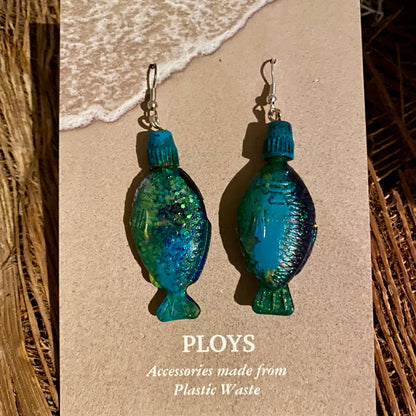 Fish Earrings from recycled plastic - variety of colours