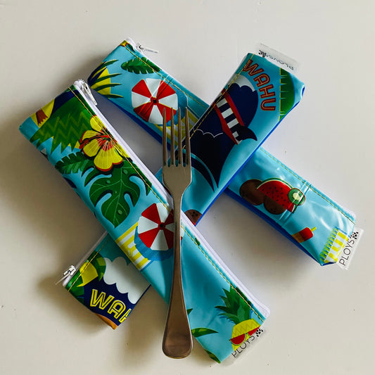 Reusable Straw or Cutlery Cases - recycled inflatables - variety of colours