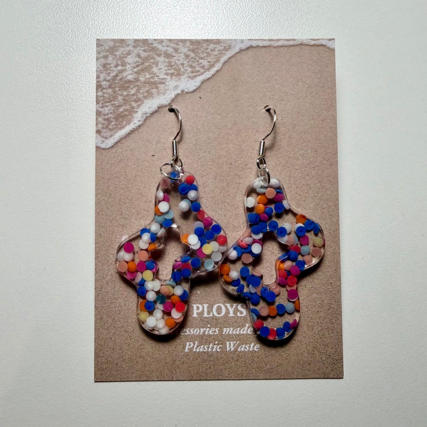 Earrings from Beach Microplastics and Plastic Waste