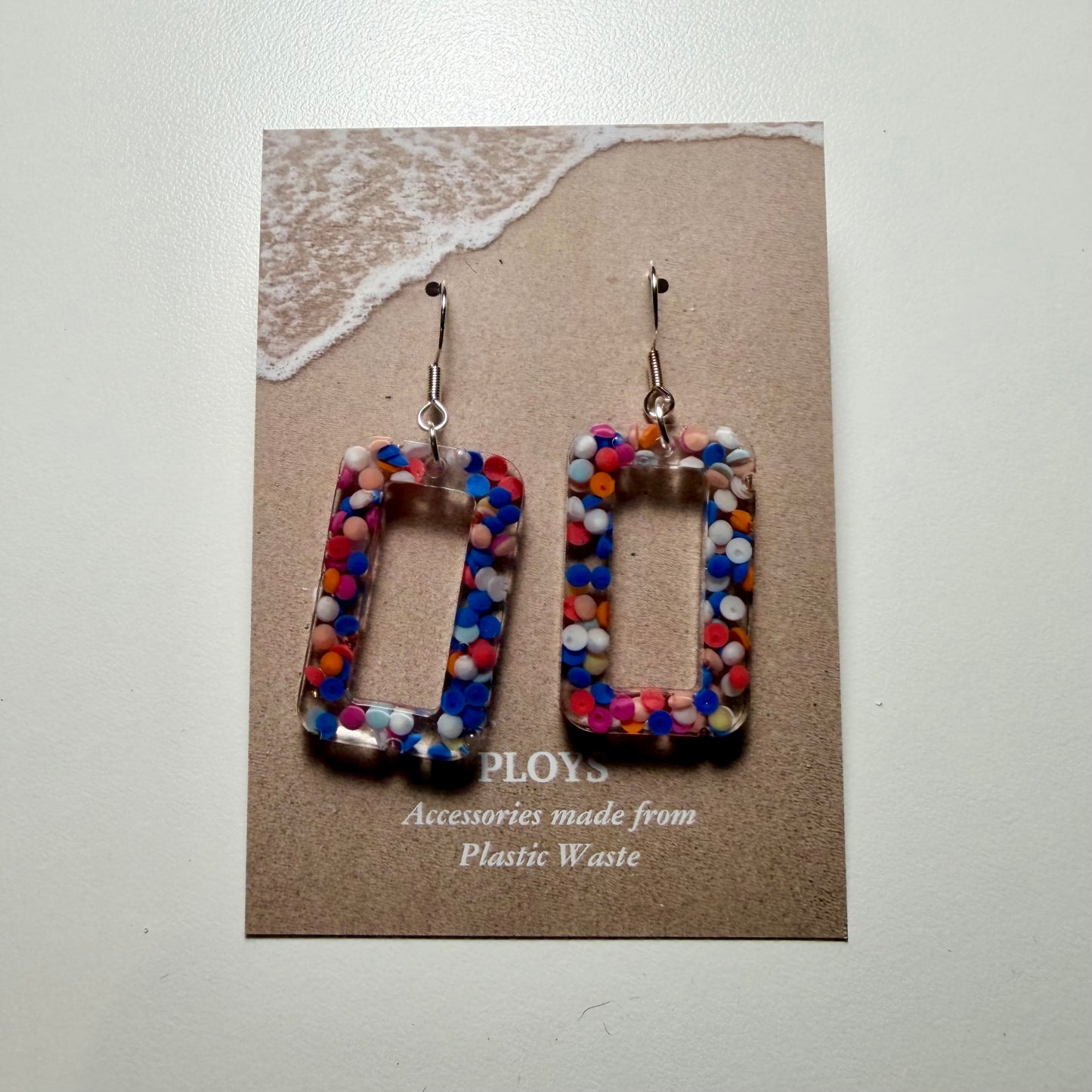 Earrings from Beach Microplastics and Plastic Waste