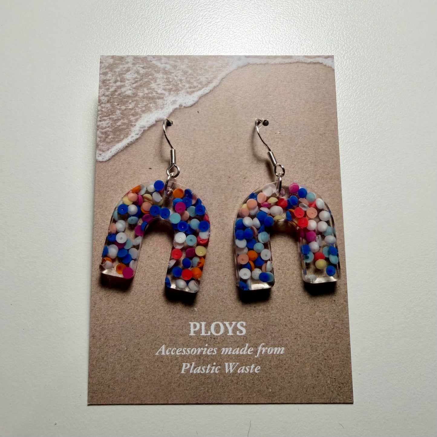 Earrings from Beach Microplastics and Plastic Waste