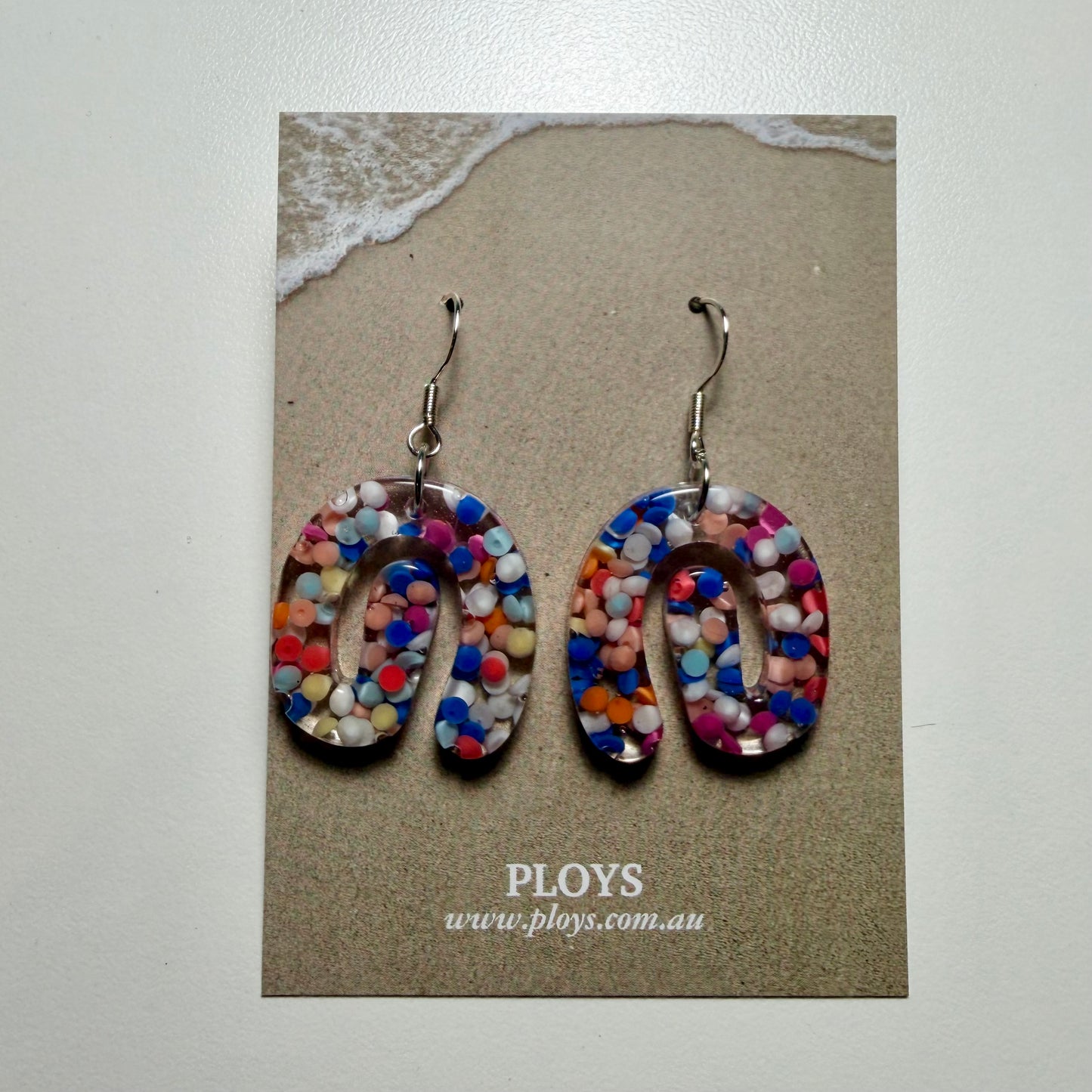 Earrings from Beach Microplastics and Plastic Waste
