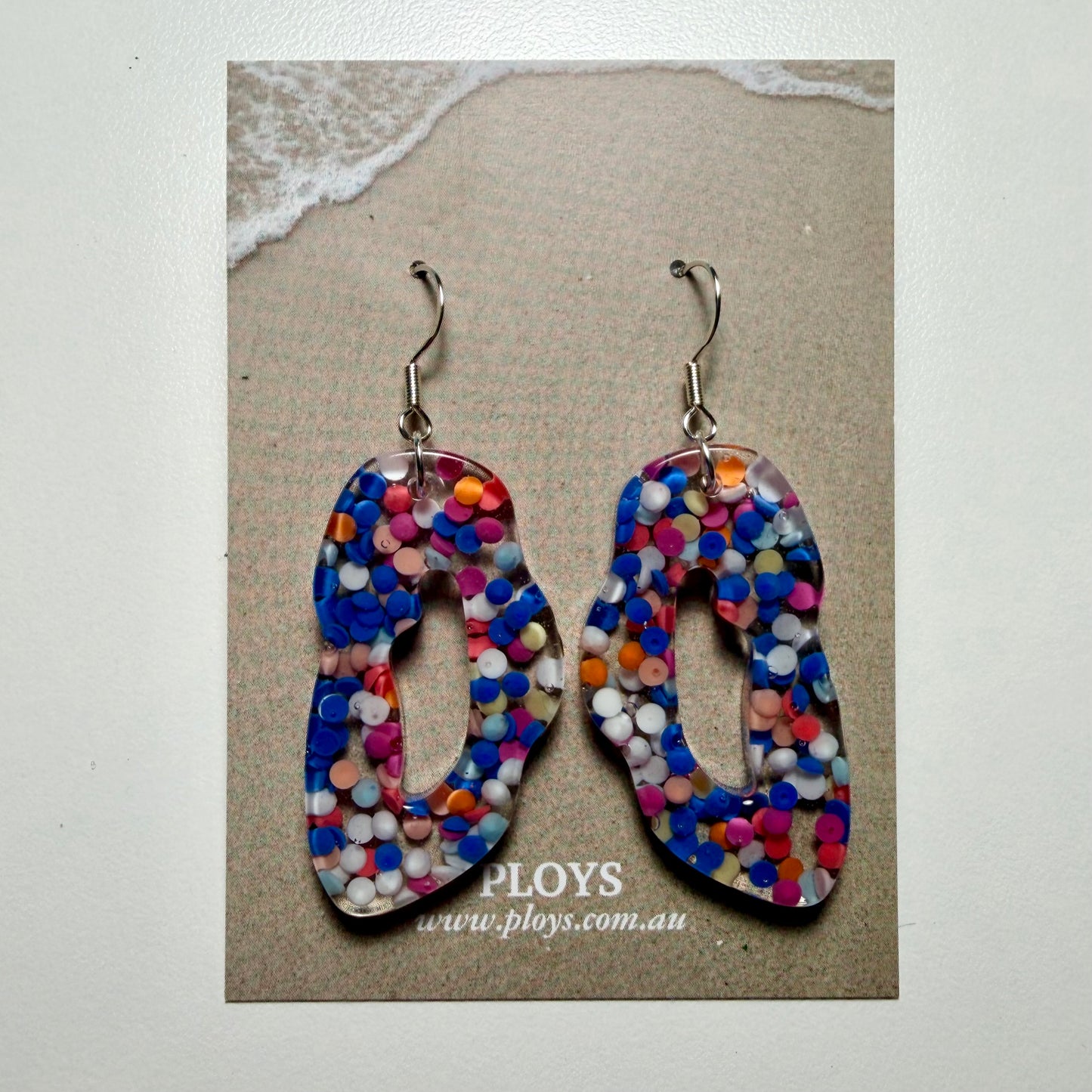 Earrings from Beach Microplastics and Plastic Waste
