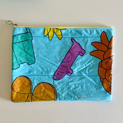 Wet Bag waterproof made from recycled pool floats with bright fun beach pattern recycling plastic waste 