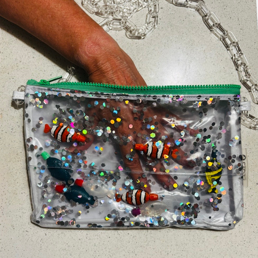 Glitter Evening Purse – Sustainable Handbag Made from Upcycled Pool Inflatables