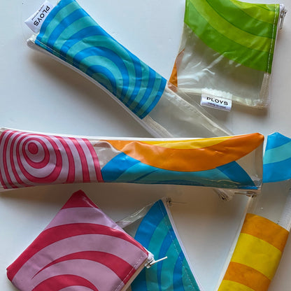 Reusable Straw or Cutlery Cases - recycled inflatables - variety of colours