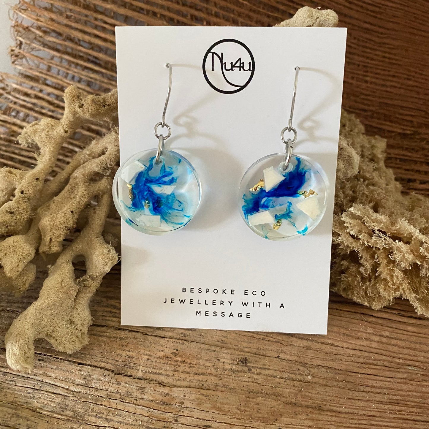 Earrings and Necklaces from Marine Debris and Vegan Resin - variety of colours