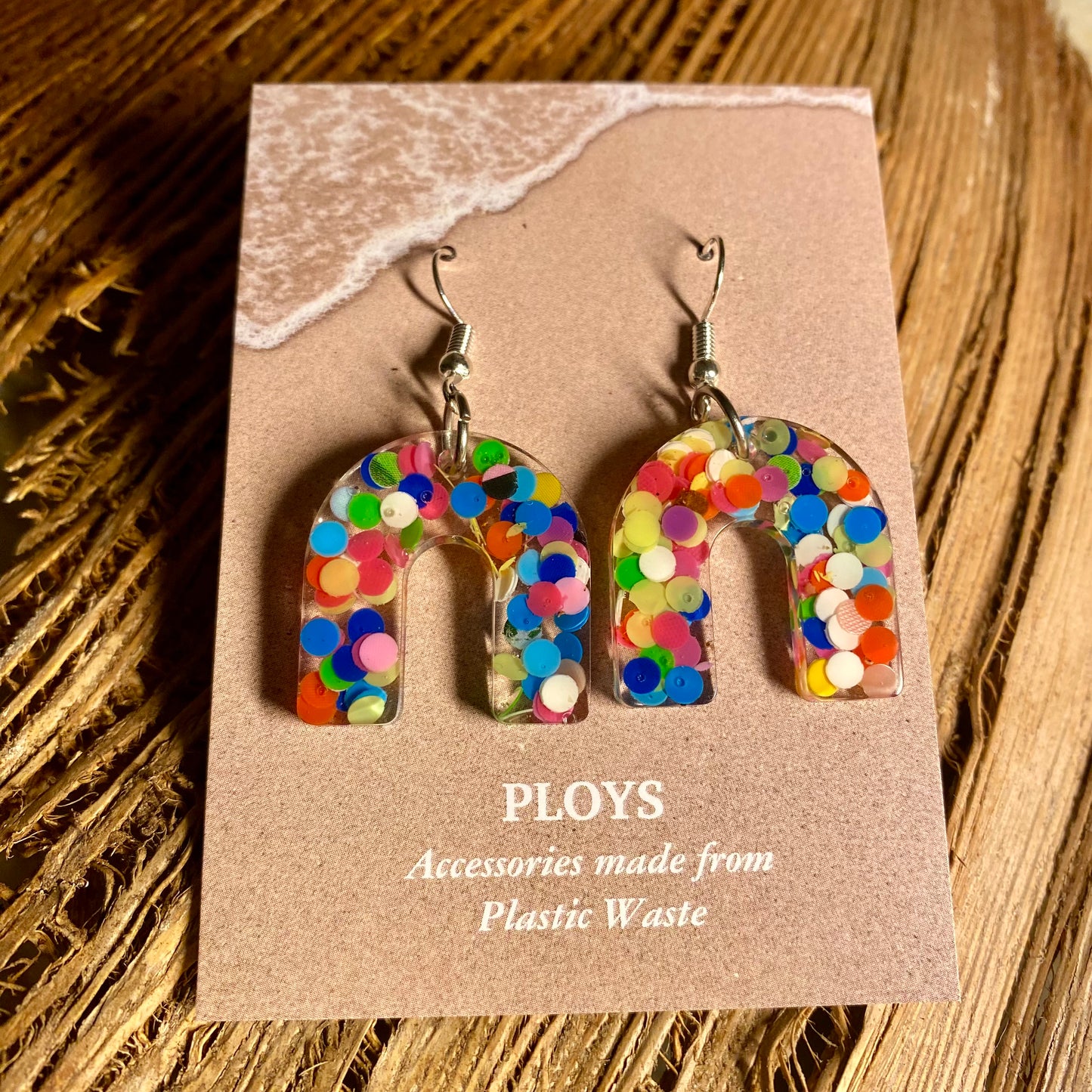 Earrings from Beach Microplastics and Plastic Waste