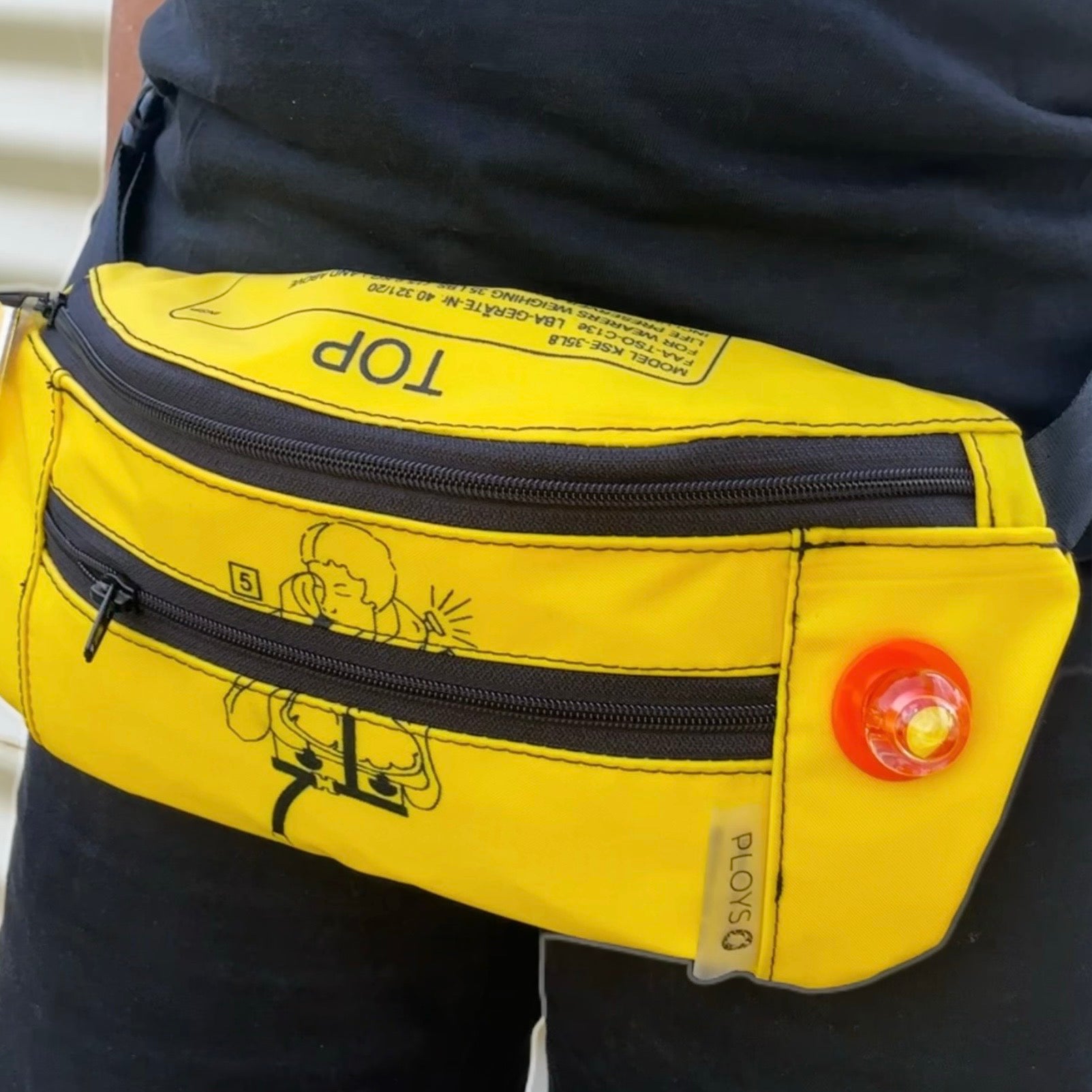 Upcycled Bum bag made from aircraft life vests, a sustainable bag for walks and festivals 