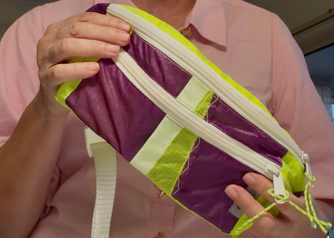 Load video: Check out our NEW Bum Bags made from depreciated Paragliders! How much fun are these bags for your next beach walk, holiday, festival or for travel enthusiasts!