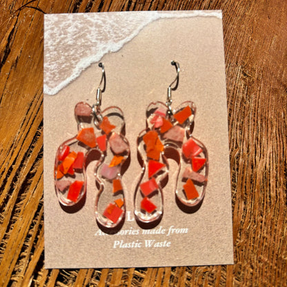Earrings from Beach Microplastics and Plastic Waste