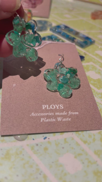 Earrings from Beach Microplastics and Plastic Waste
