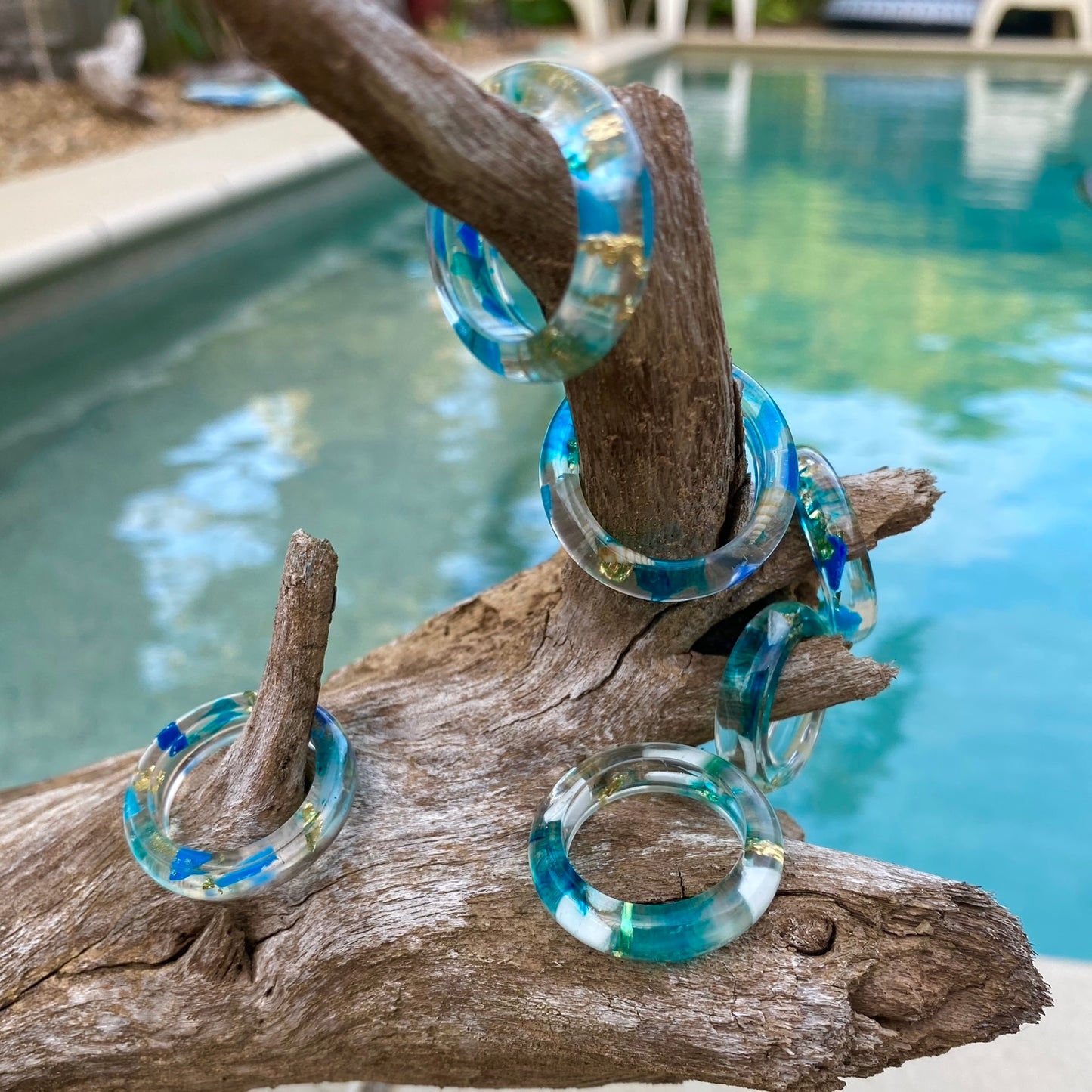 Rings from Marine Debris and Vegan Resin - variety of colours
