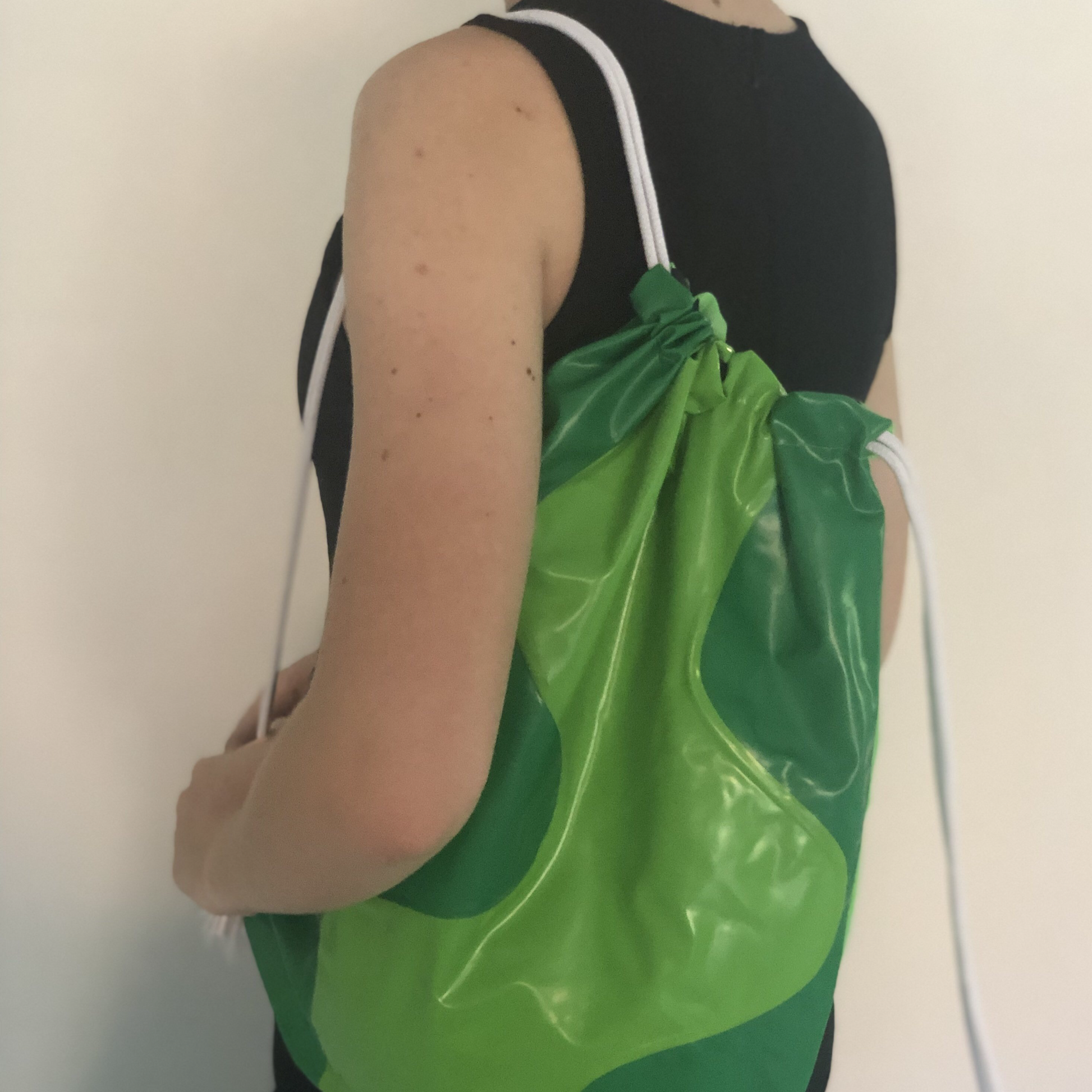 Pullcord bag ideal for swimming or sports made from recycled pool inflatables