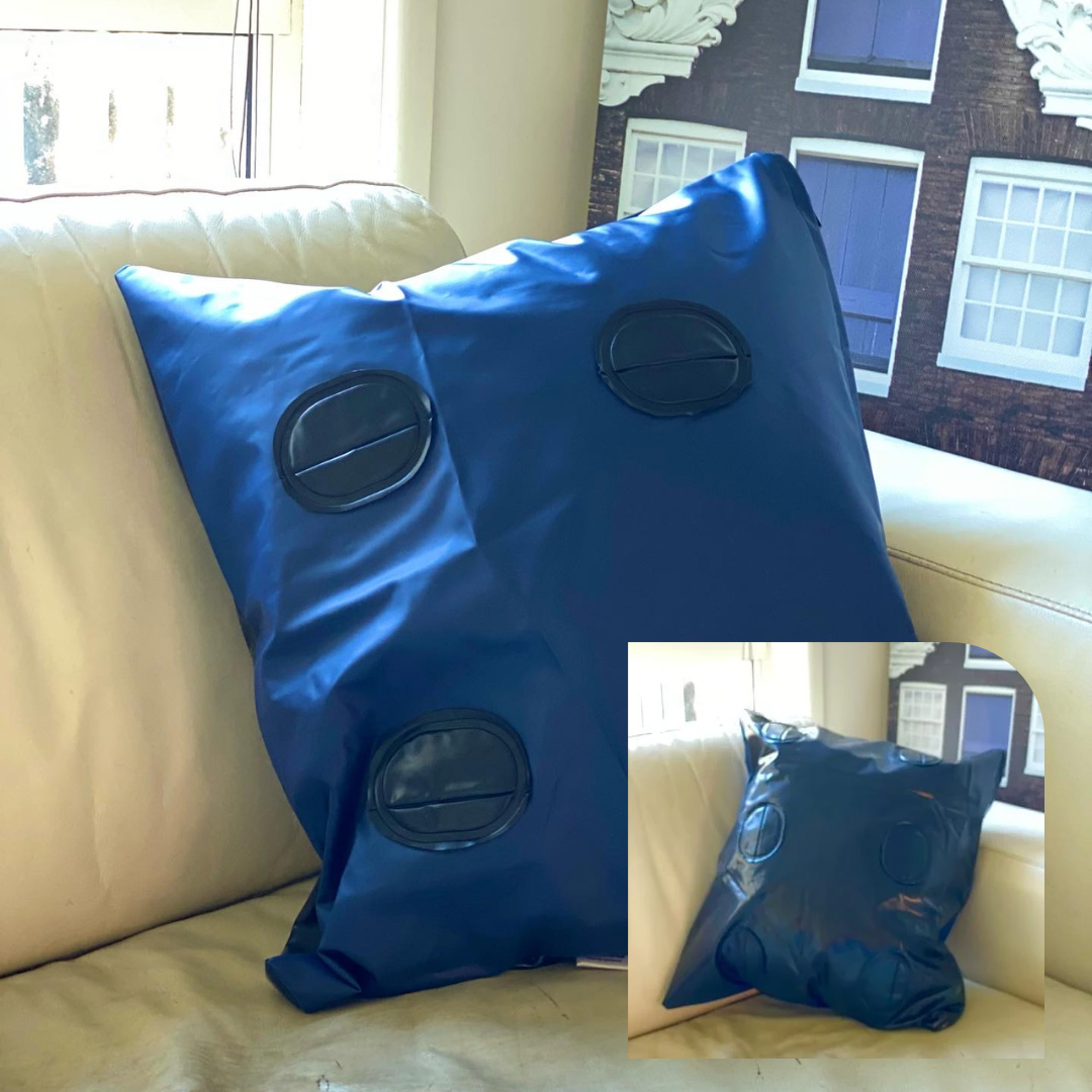 Cushion made from recycled air mattress, leather-look industrial style weatherproof cushion covers