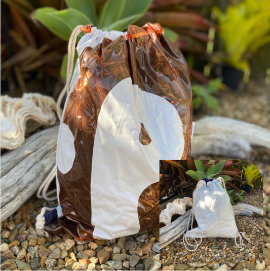 Swim bag made from recycled pool inflatables, lined with ripstop fabric. Perfect water resistant bag for swimming, sports and shop. Made from recycled PVC