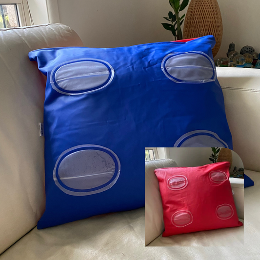 Cushion made from recycled air mattress, leather-look industrial style weatherproof cushion covers