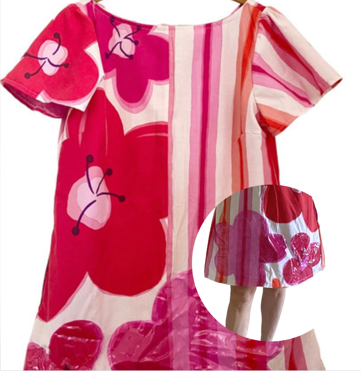 Dresses with recycled pool inflatables applique